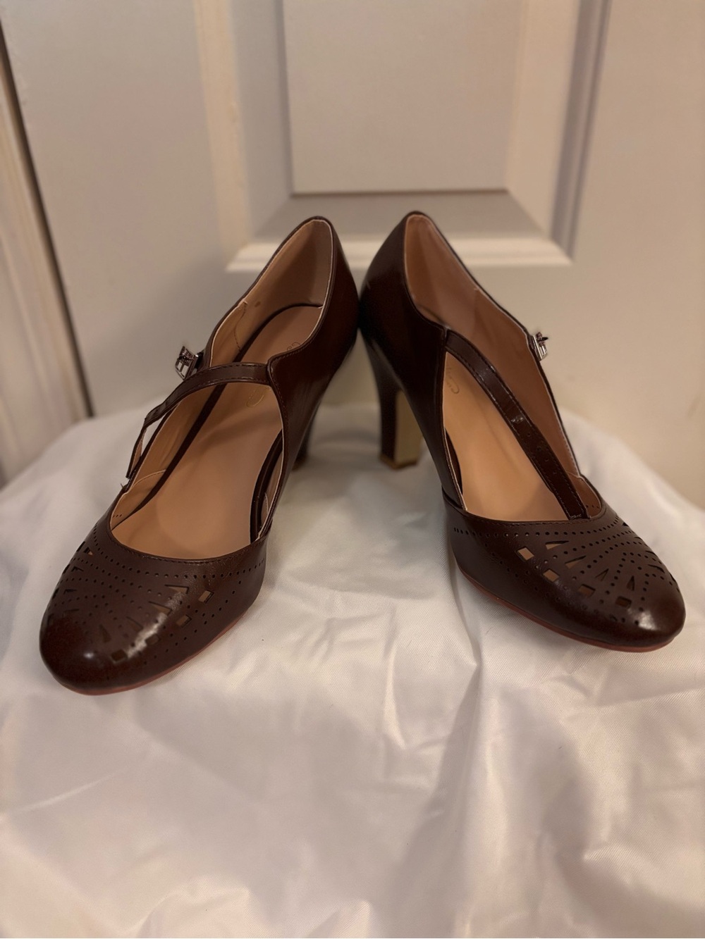 Classic Brown Mary Jane Faux Leather Pumps - Women's Dress Heels